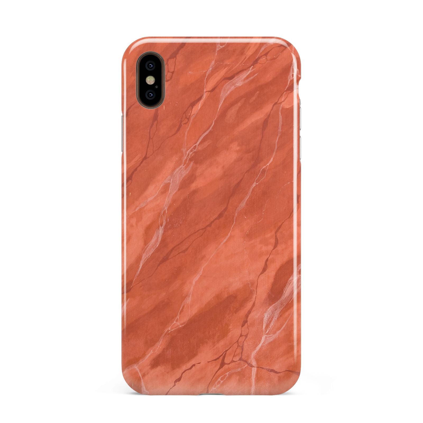 Faux Marble Red Orange Apple iPhone Xs Max 3D Tough Case