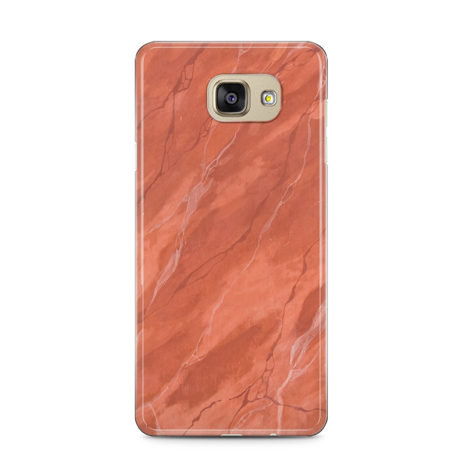 Faux Marble Red Orange Samsung Galaxy A5 2016 Case on gold phone