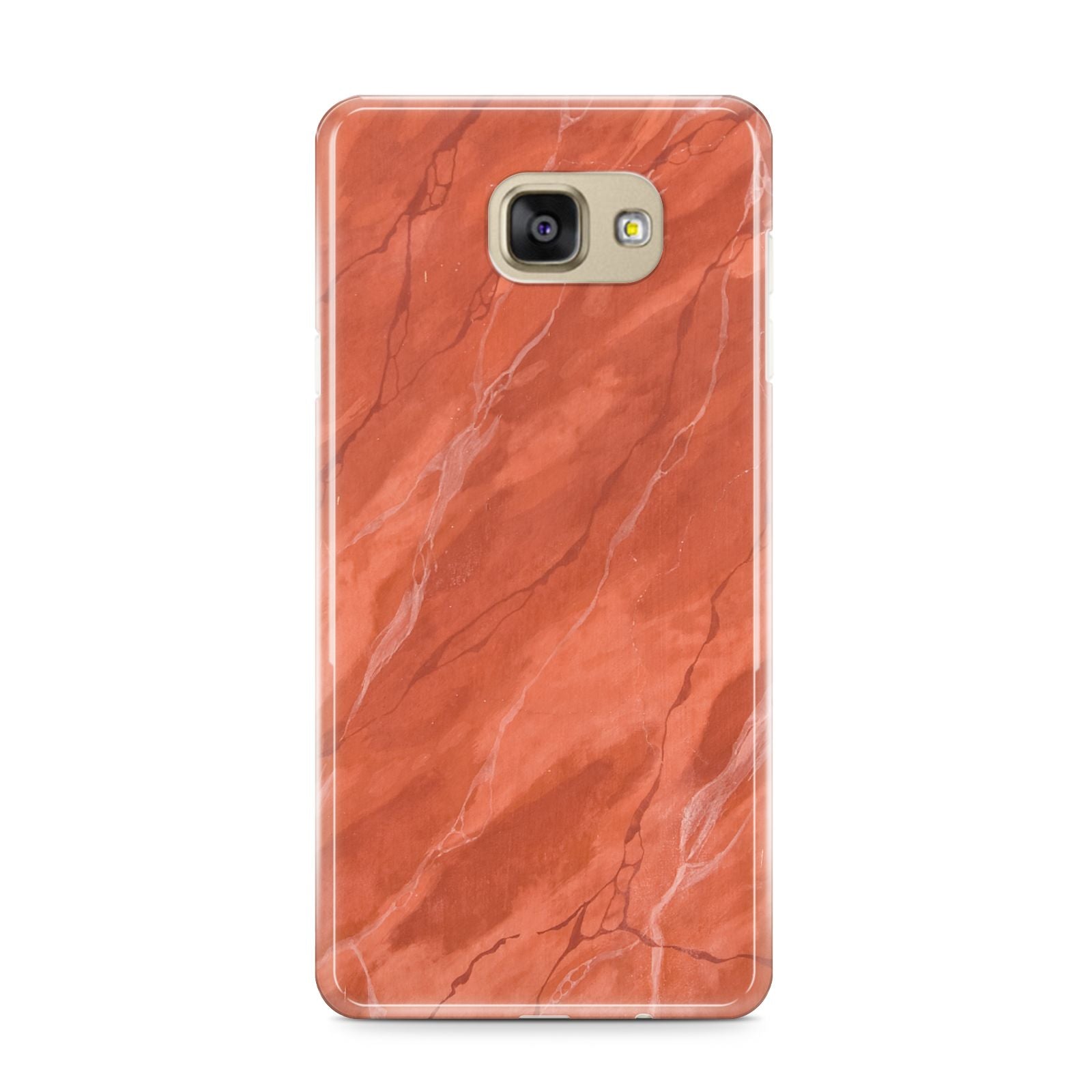 Faux Marble Red Orange Samsung Galaxy A9 2016 Case on gold phone