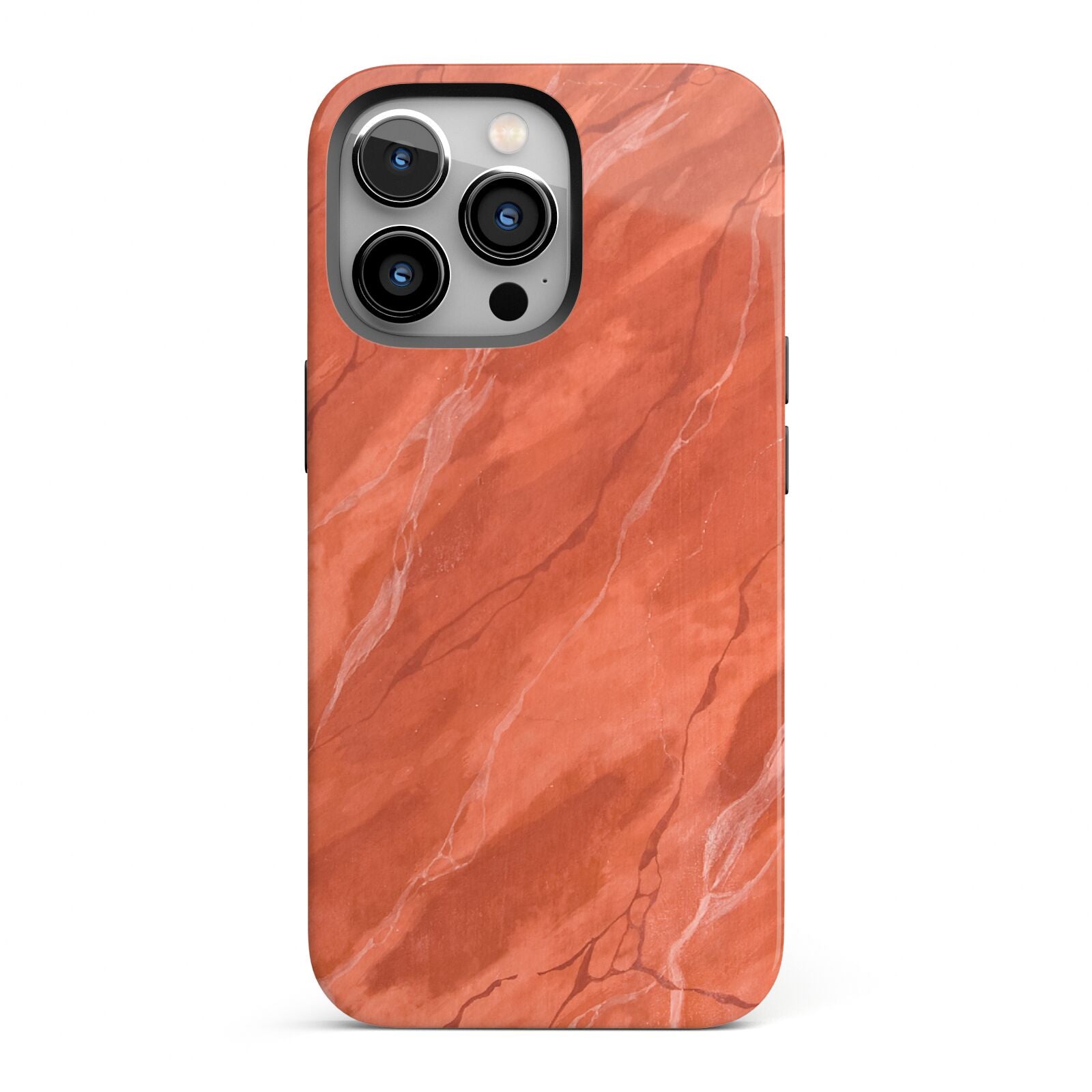 Faux Marble Red Orange iPhone 13 Pro Full Wrap 3D Tough Case