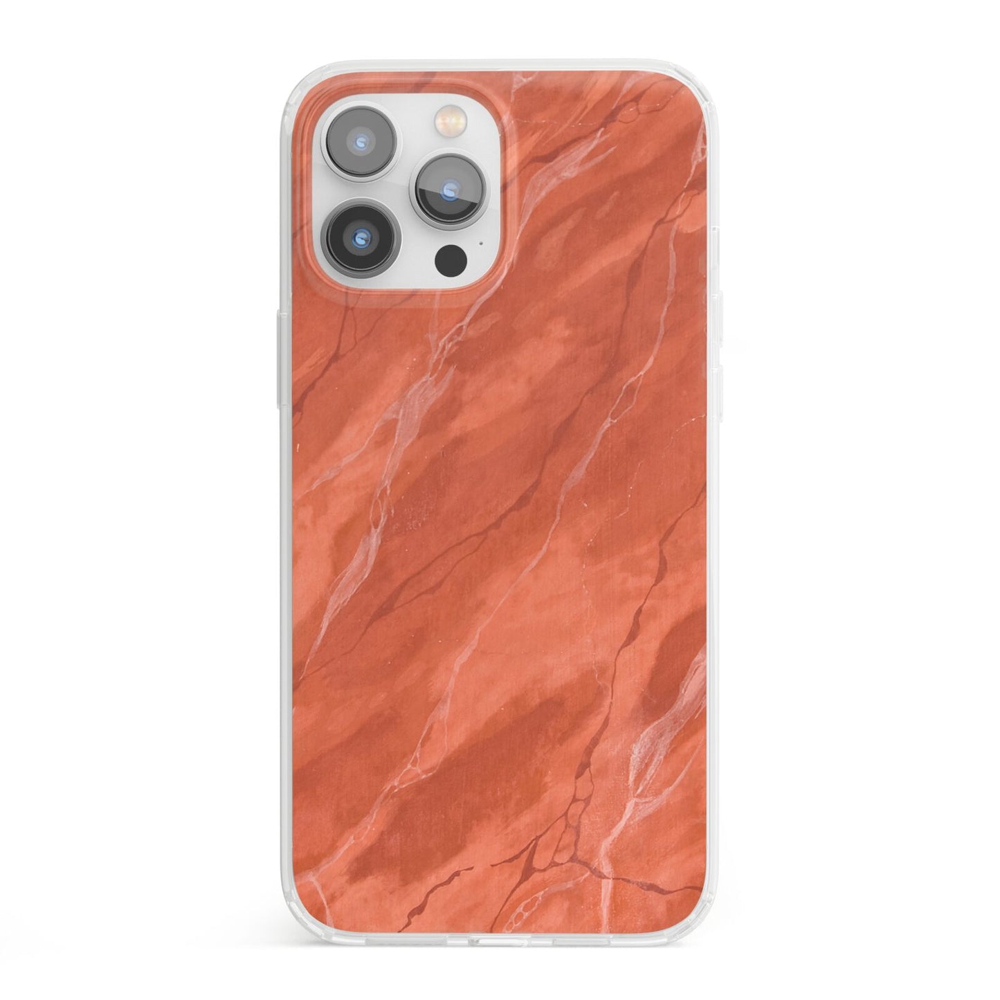 Faux Marble Red Orange iPhone 13 Pro Max Clear Bumper Case
