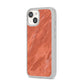 Faux Marble Red Orange iPhone 14 Clear Tough Case Starlight Angled Image
