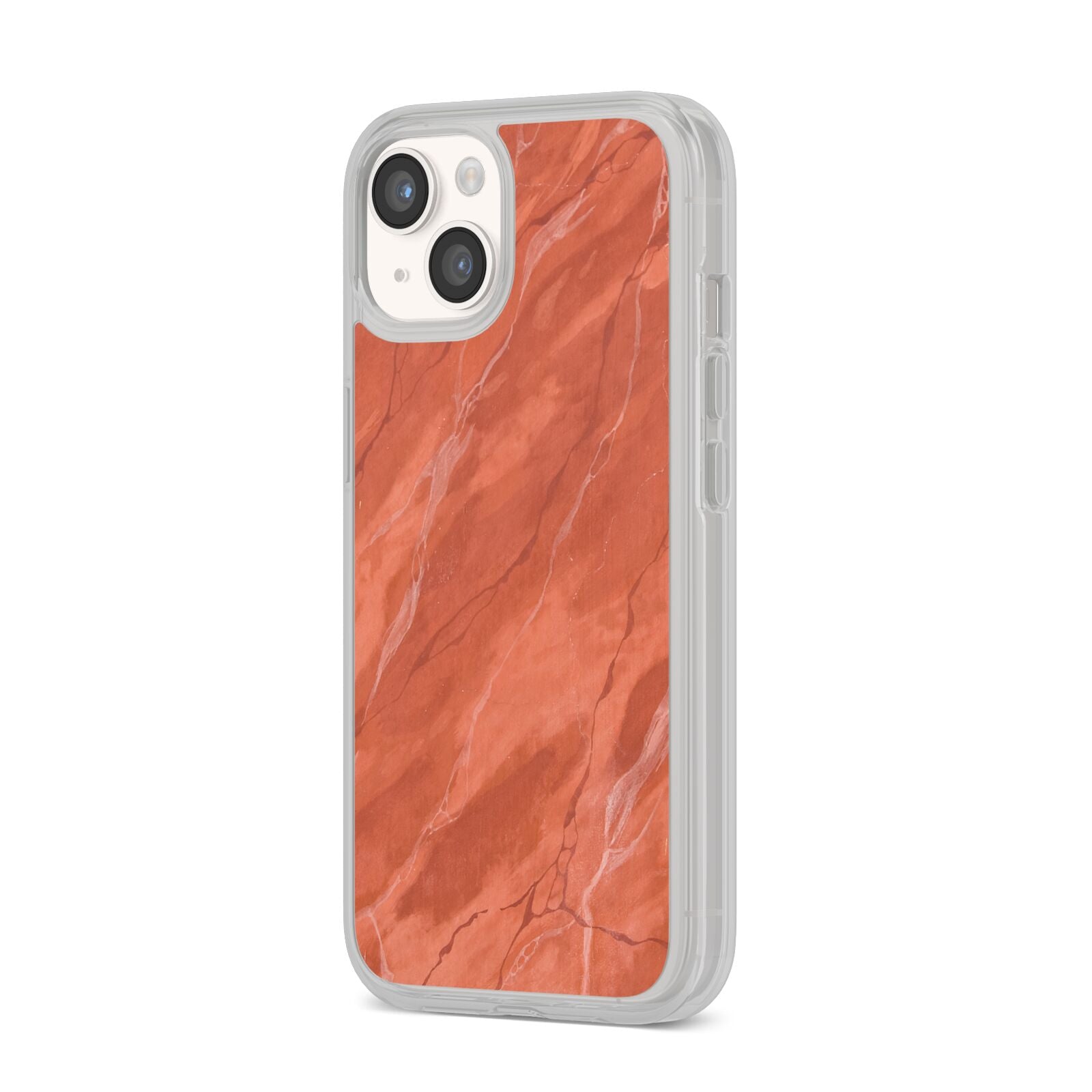Faux Marble Red Orange iPhone 14 Clear Tough Case Starlight Angled Image
