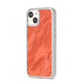 Faux Marble Red Orange iPhone 14 Glitter Tough Case Starlight Angled Image