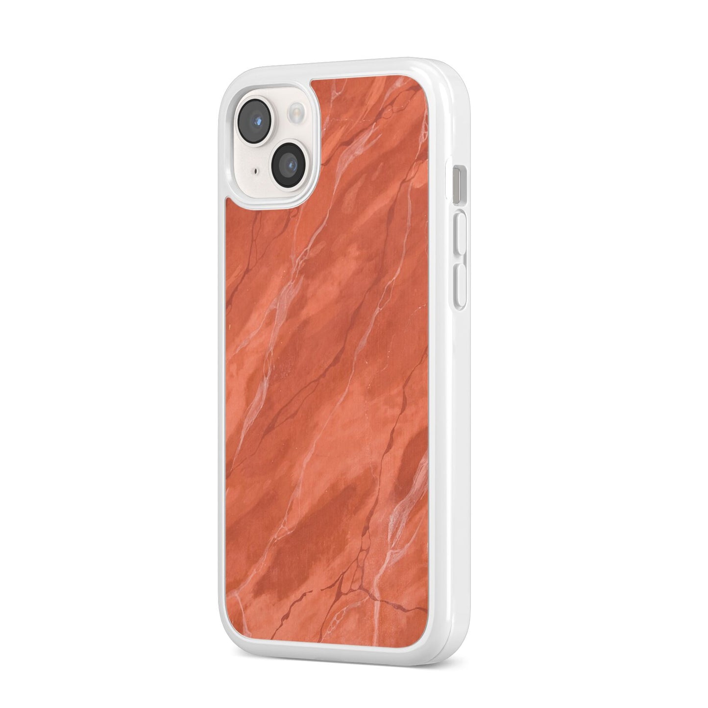 Faux Marble Red Orange iPhone 14 Plus Clear Tough Case Starlight Angled Image