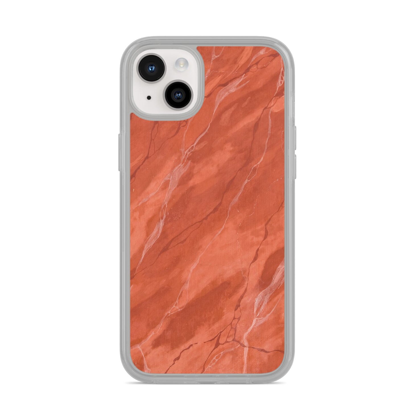Faux Marble Red Orange iPhone 14 Plus Clear Tough Case Starlight