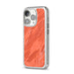 Faux Marble Red Orange iPhone 14 Pro Glitter Tough Case Silver Angled Image