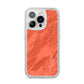 Faux Marble Red Orange iPhone 14 Pro Glitter Tough Case Silver