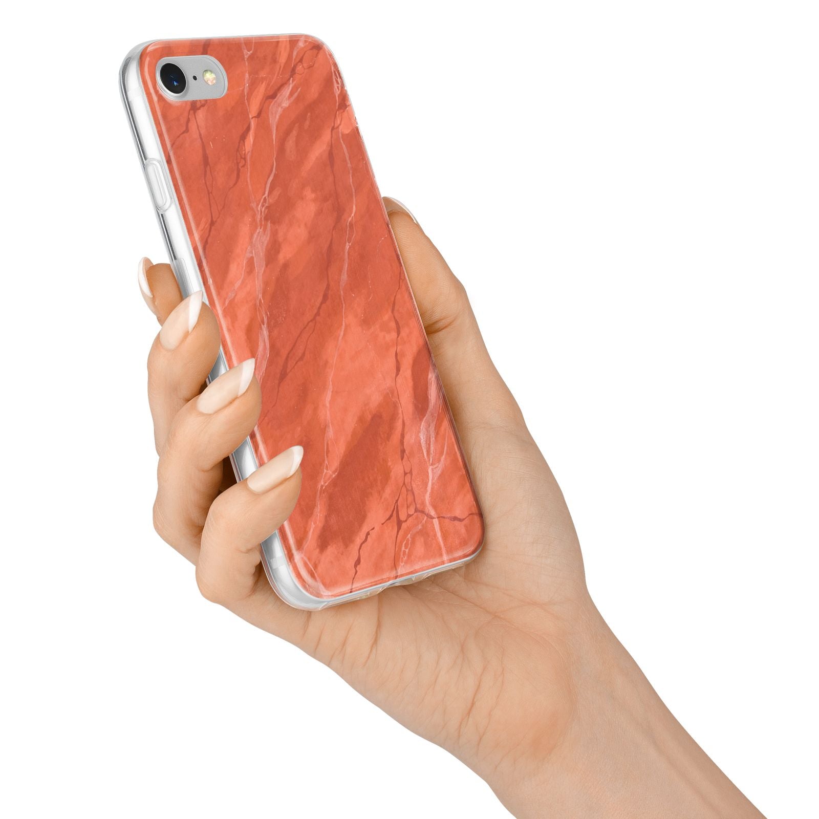 Faux Marble Red Orange iPhone 7 Bumper Case on Silver iPhone Alternative Image