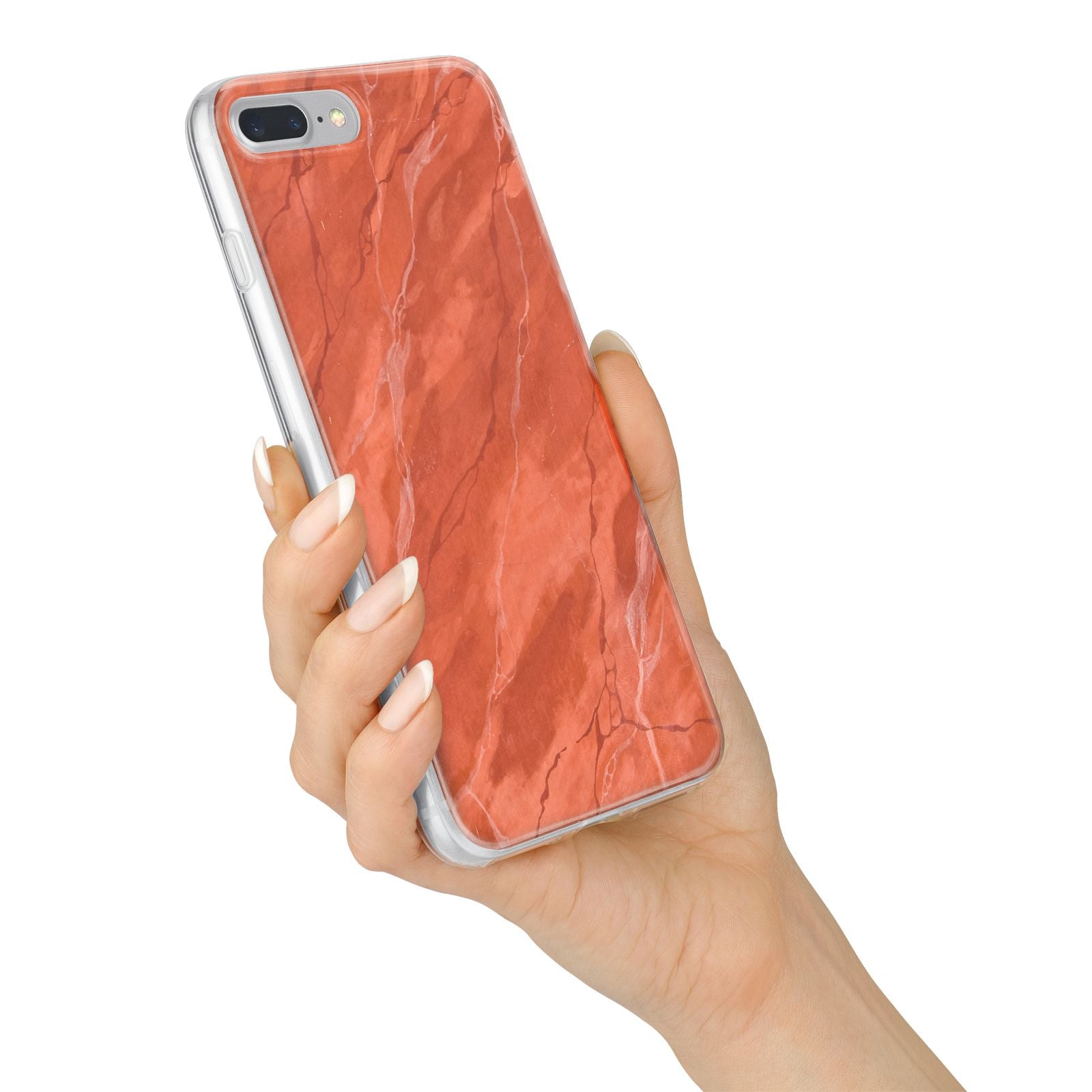 Faux Marble Red Orange iPhone 7 Plus Bumper Case on Silver iPhone Alternative Image