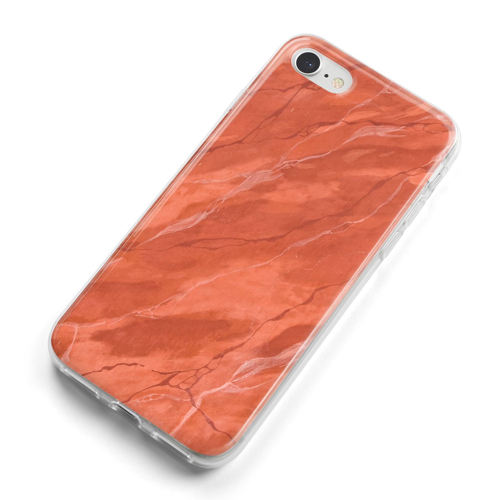 Faux Marble Red Orange iPhone 8 Bumper Case on Silver iPhone Alternative Image