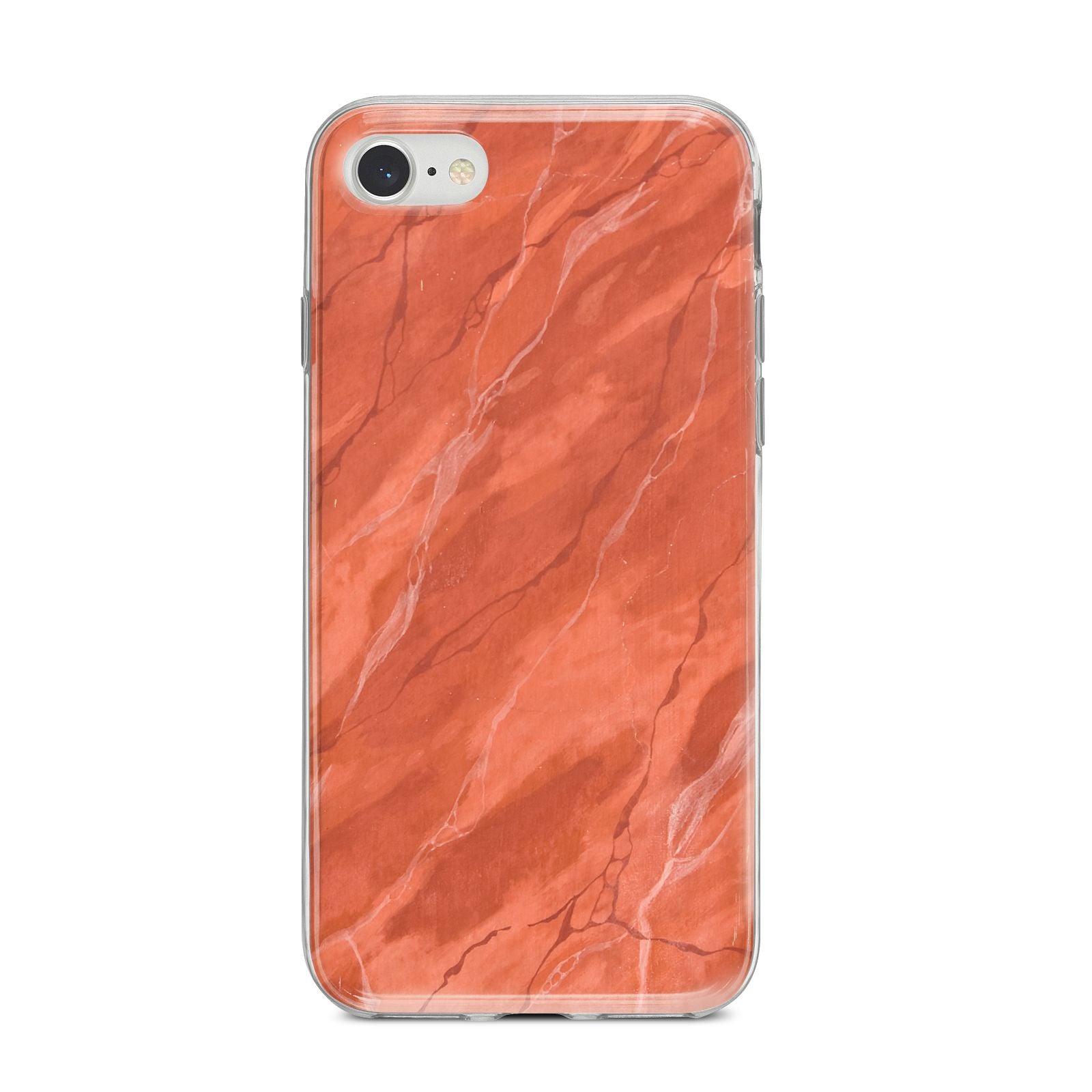Faux Marble Red Orange iPhone 8 Bumper Case on Silver iPhone
