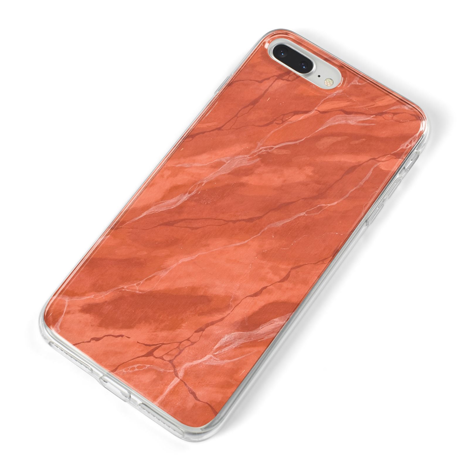 Faux Marble Red Orange iPhone 8 Plus Bumper Case on Silver iPhone Alternative Image