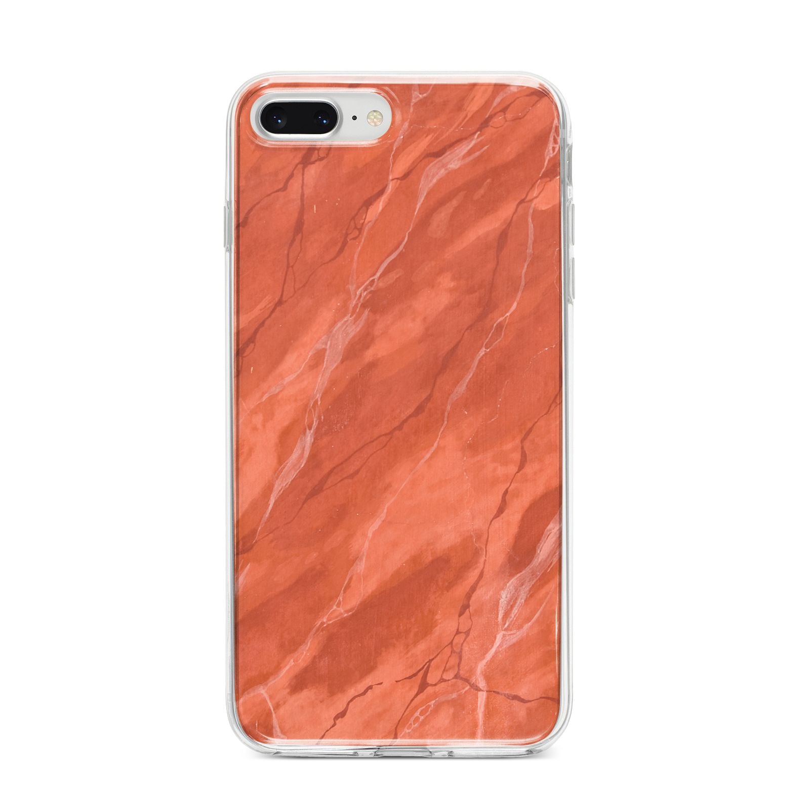 Faux Marble Red Orange iPhone 8 Plus Bumper Case on Silver iPhone
