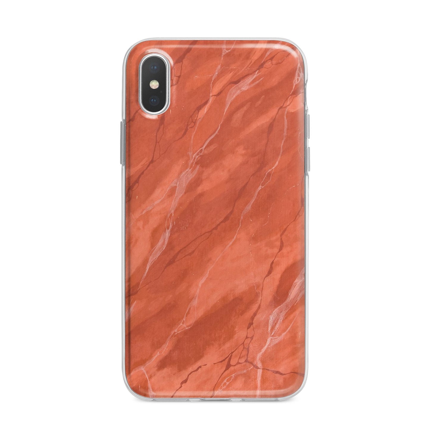 Faux Marble Red Orange iPhone X Bumper Case on Silver iPhone Alternative Image 1