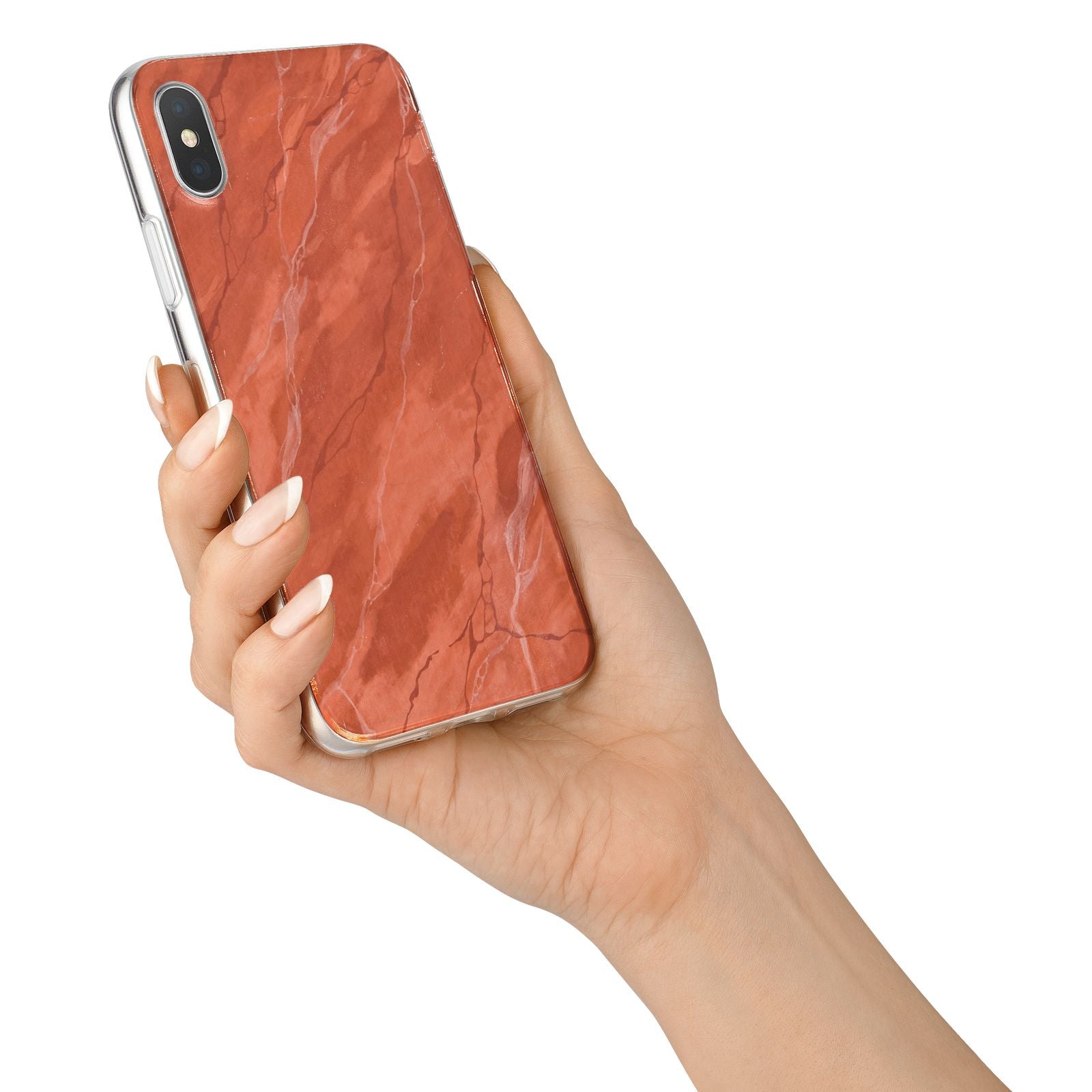 Faux Marble Red Orange iPhone X Bumper Case on Silver iPhone Alternative Image 2