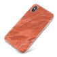 Faux Marble Red Orange iPhone X Bumper Case on Silver iPhone