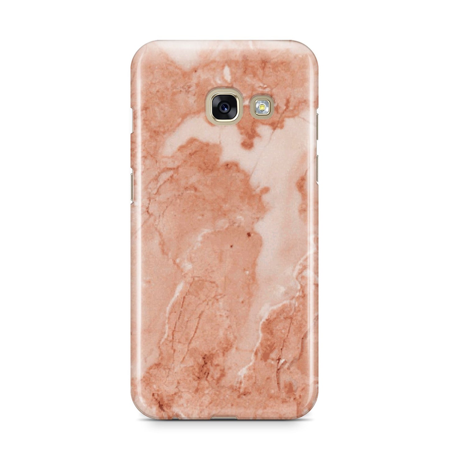 Faux Marble Red Samsung Galaxy A3 2017 Case on gold phone