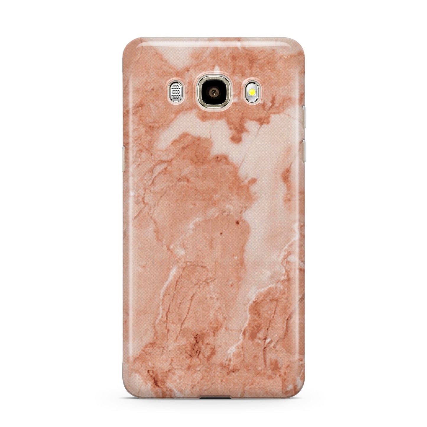 Faux Marble Red Samsung Galaxy J7 2016 Case on gold phone