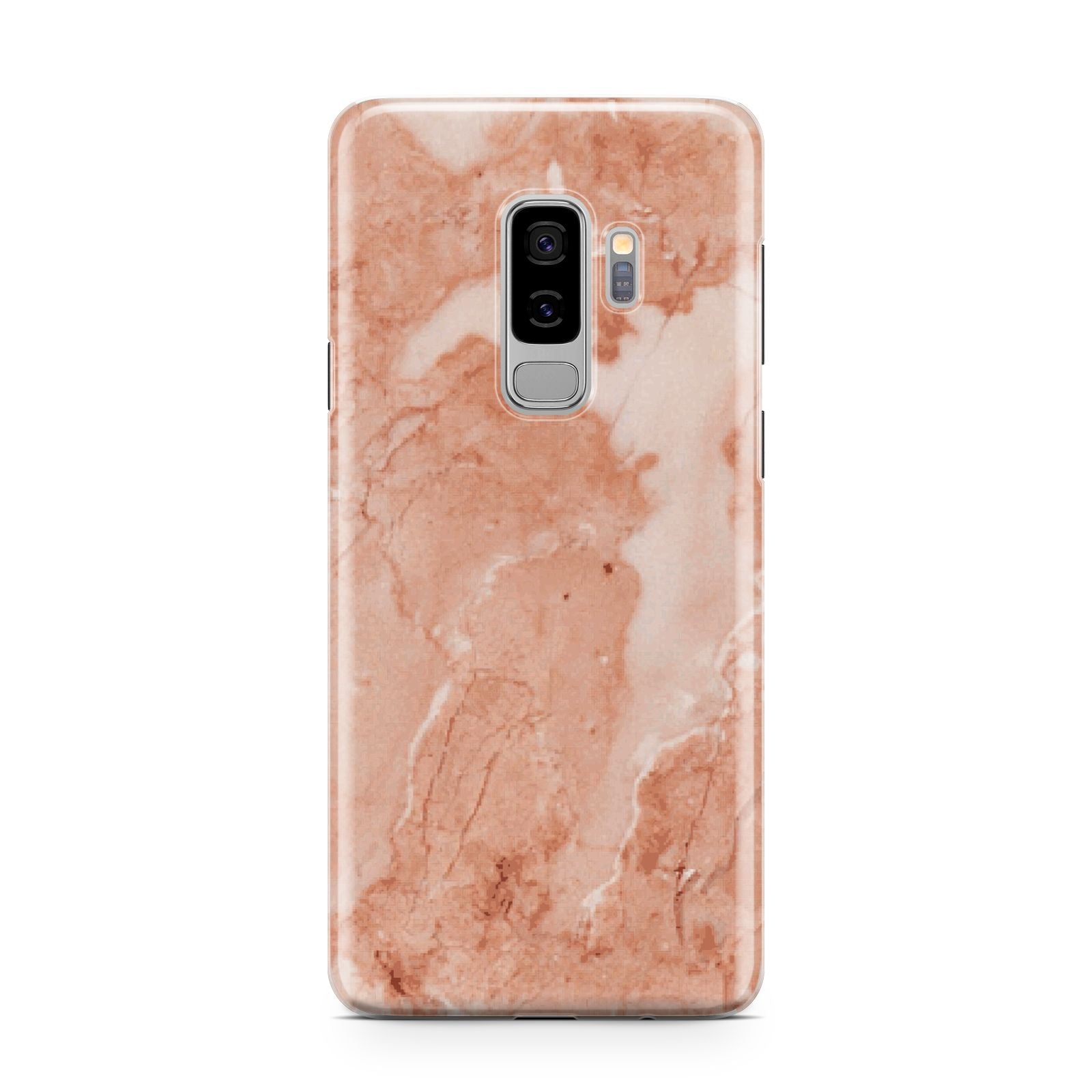 Faux Marble Red Samsung Galaxy S9 Plus Case on Silver phone