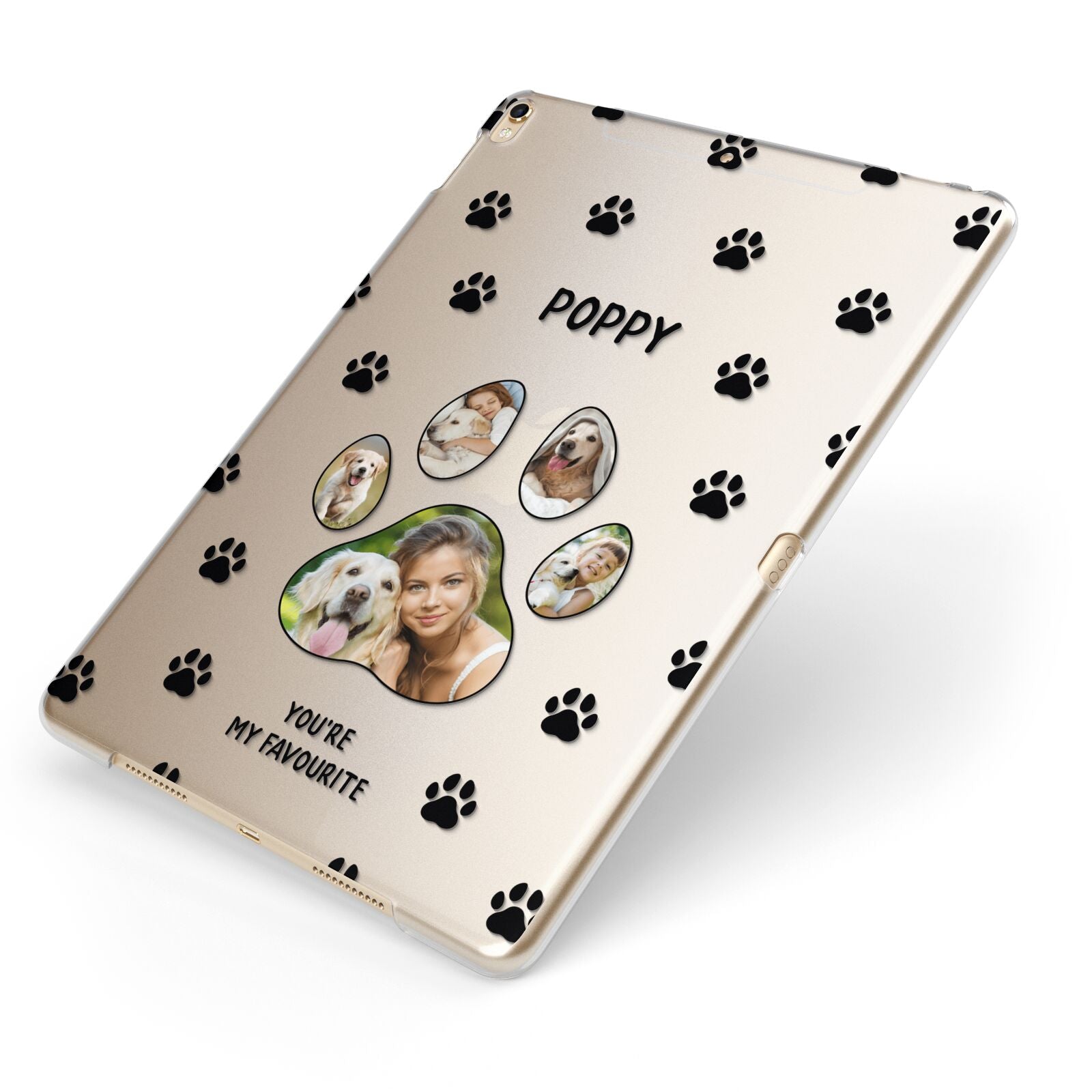 Favourite Dog Photos Personalised Apple iPad Case on Gold iPad Side View