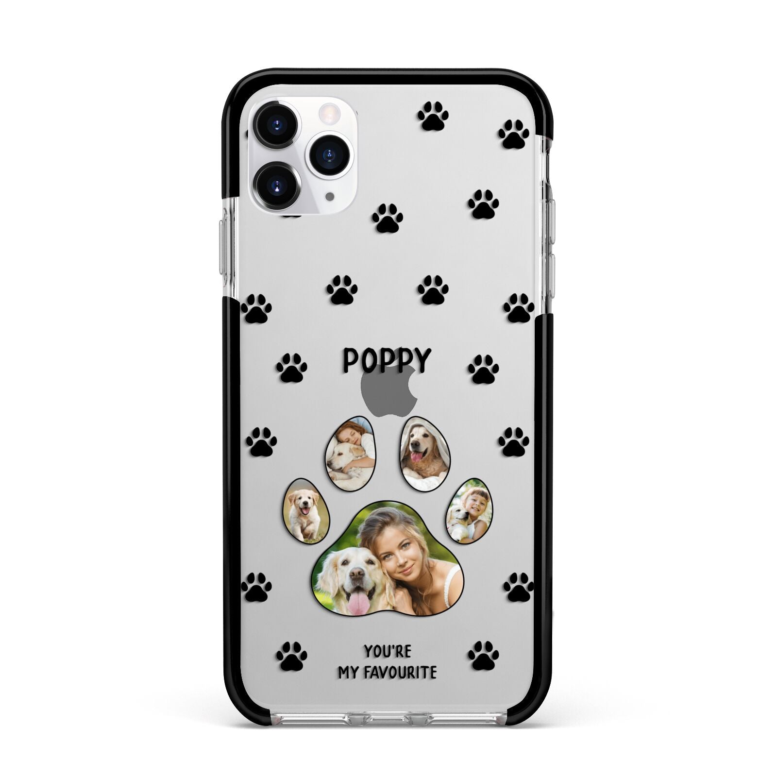 Favourite Dog Photos Personalised Apple iPhone 11 Pro Max in Silver with Black Impact Case