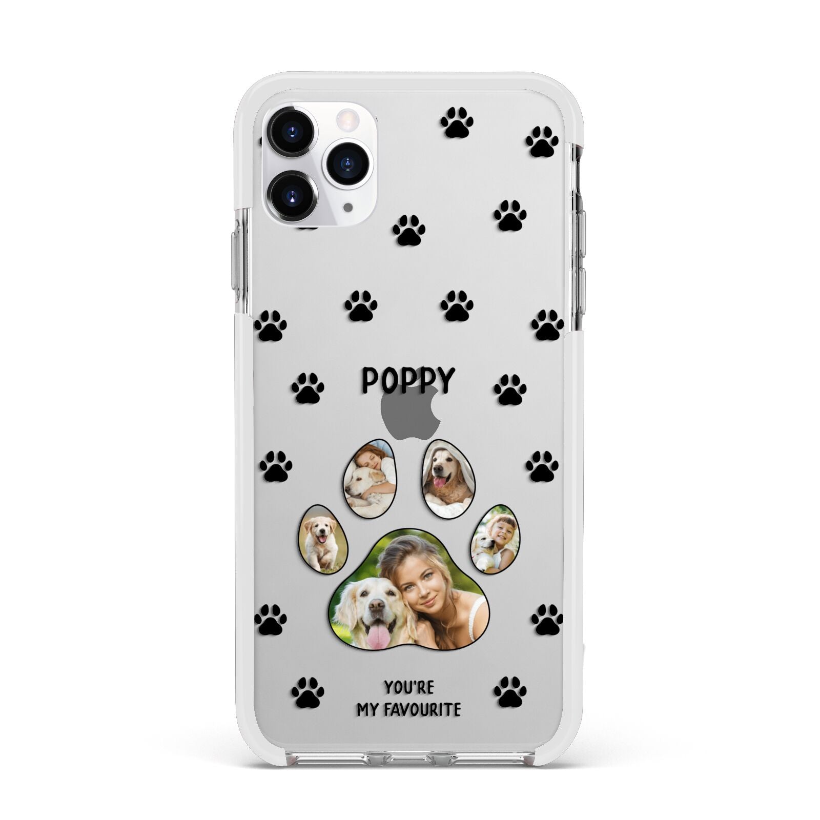 Favourite Dog Photos Personalised Apple iPhone 11 Pro Max in Silver with White Impact Case