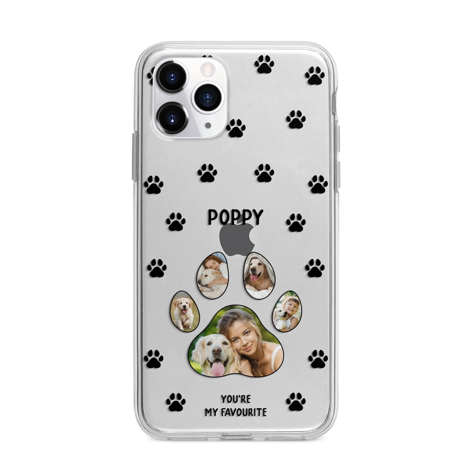 Favourite Dog Photos Personalised Apple iPhone 11 Pro in Silver with Bumper Case