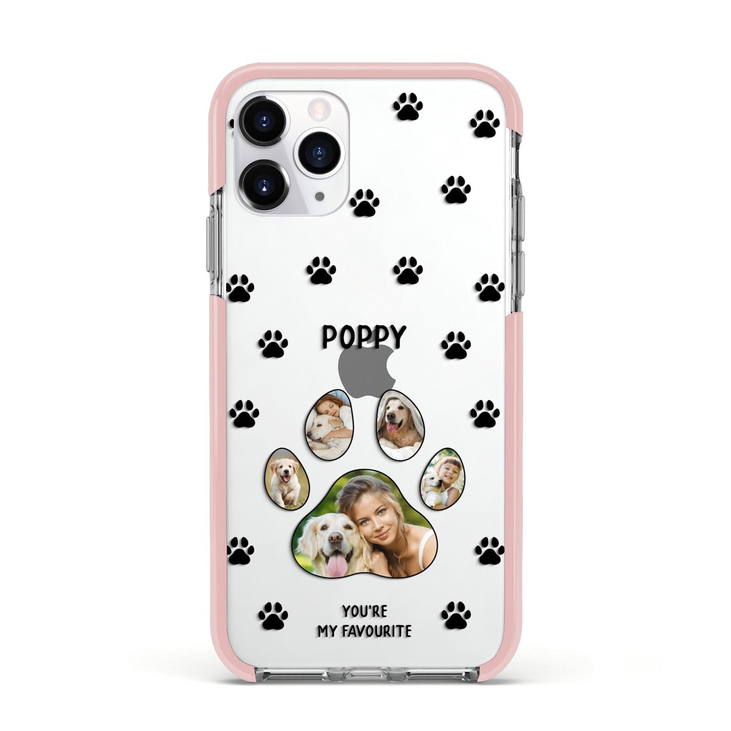 Favourite Dog Photos Personalised Apple iPhone 11 Pro in Silver with Pink Impact Case