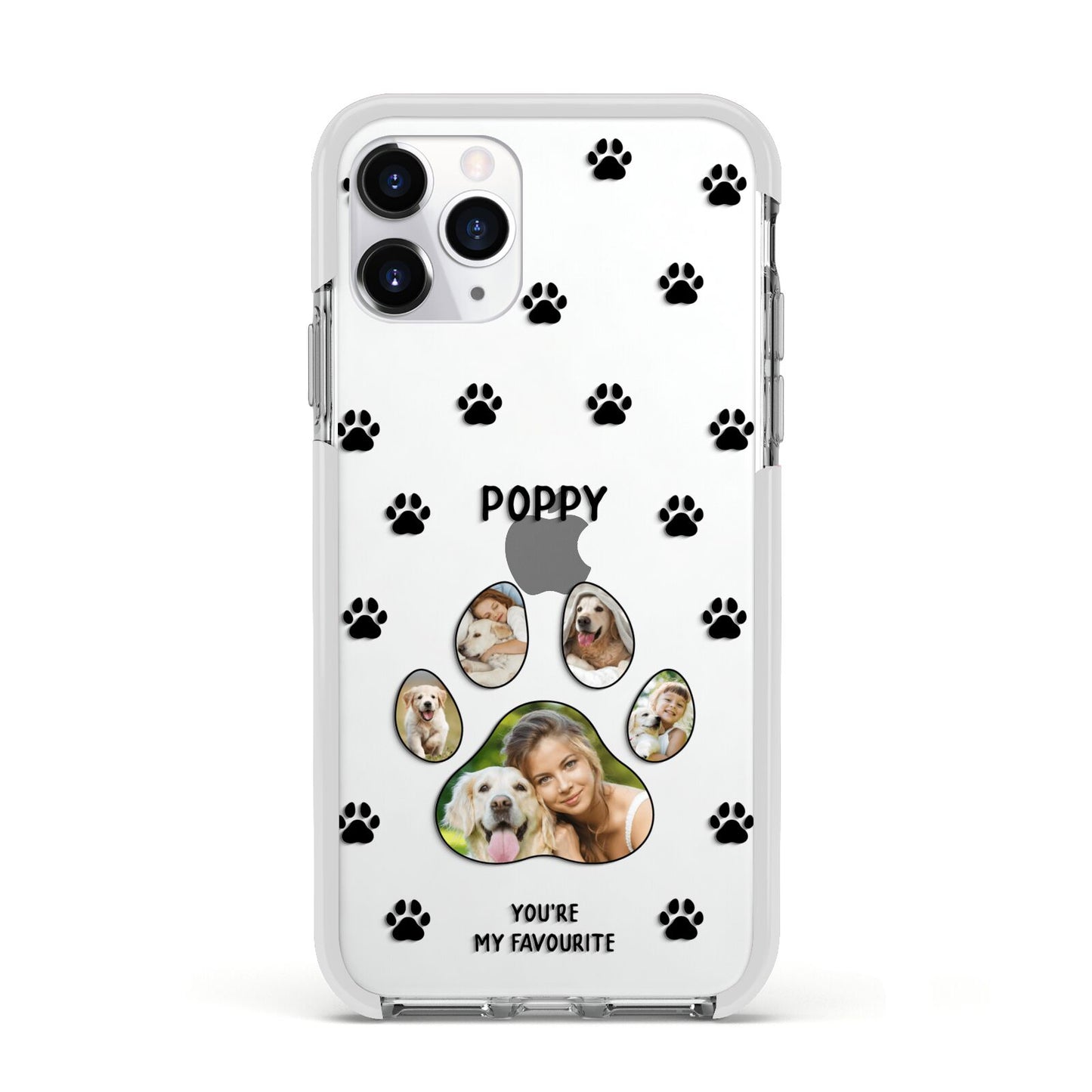 Favourite Dog Photos Personalised Apple iPhone 11 Pro in Silver with White Impact Case