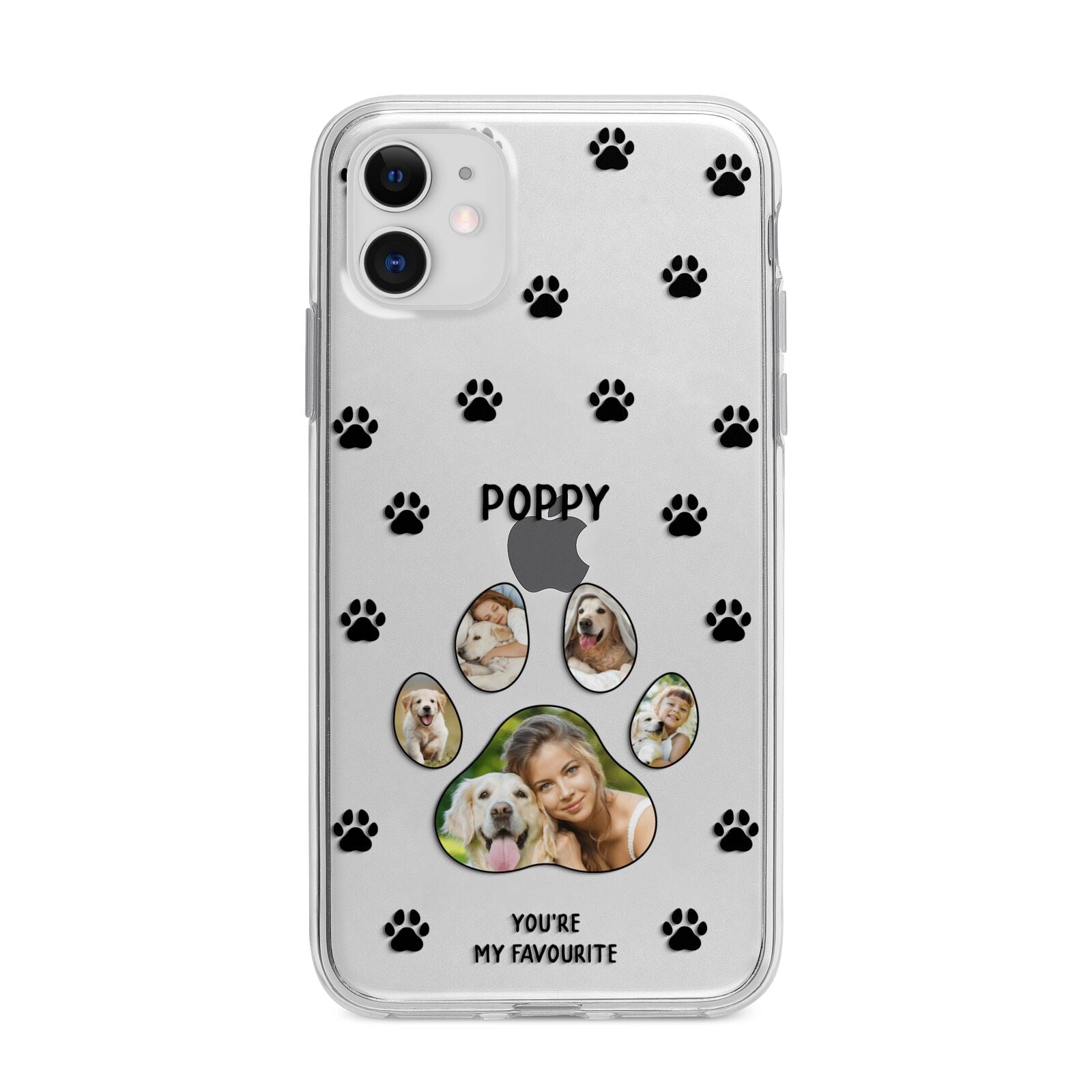 Favourite Dog Photos Personalised Apple iPhone 11 in White with Bumper Case