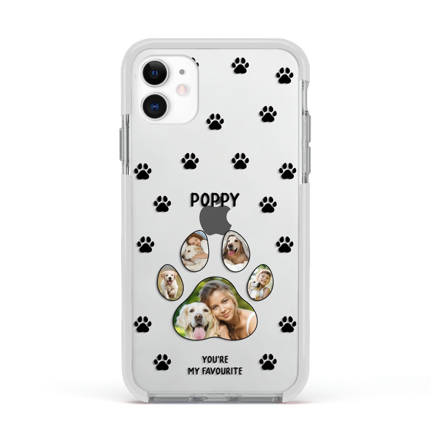 Favourite Dog Photos Personalised Apple iPhone 11 in White with White Impact Case
