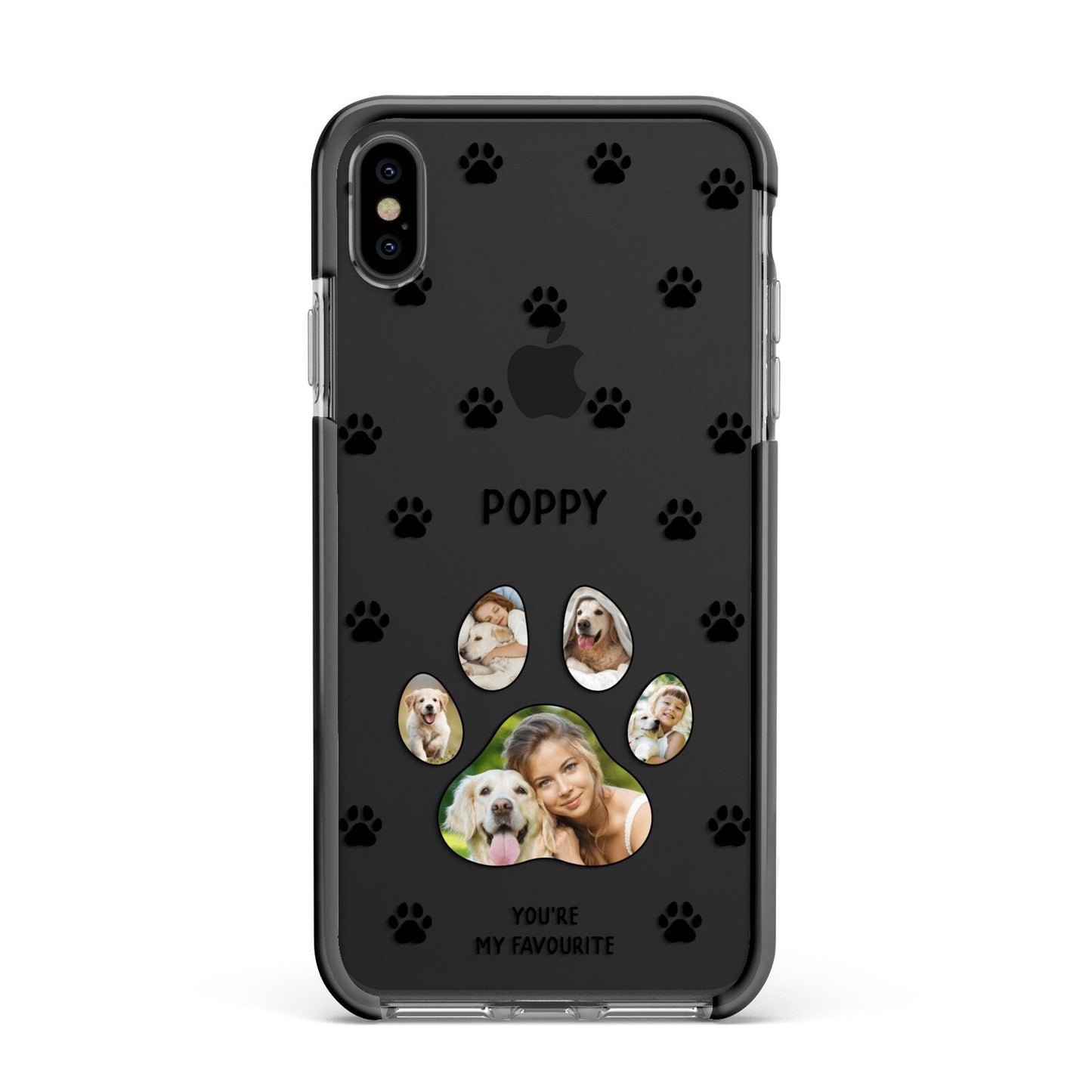 Favourite Dog Photos Personalised Apple iPhone Xs Max Impact Case Black Edge on Black Phone