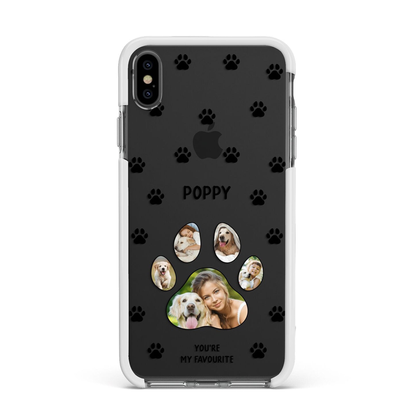 Favourite Dog Photos Personalised Apple iPhone Xs Max Impact Case White Edge on Black Phone