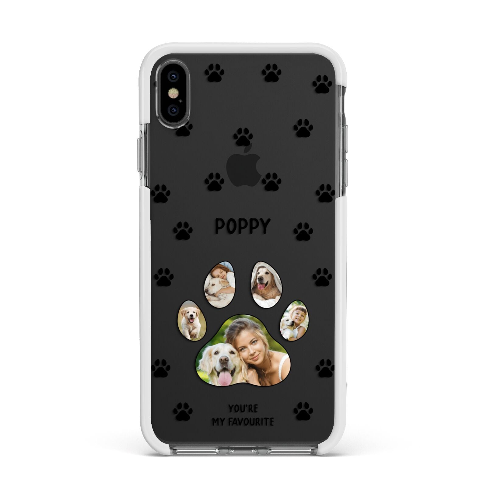 Favourite Dog Photos Personalised Apple iPhone Xs Max Impact Case White Edge on Black Phone