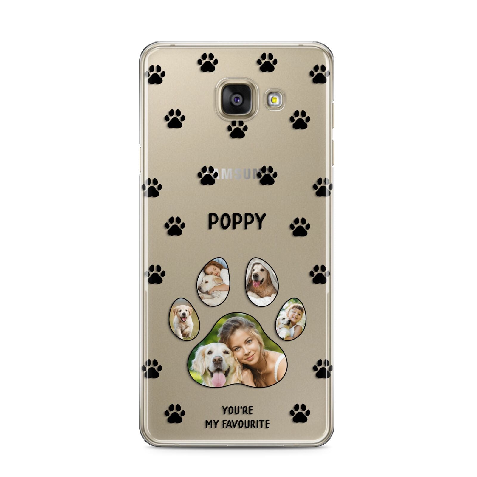 Favourite Dog Photos Personalised Samsung Galaxy A3 2016 Case on gold phone