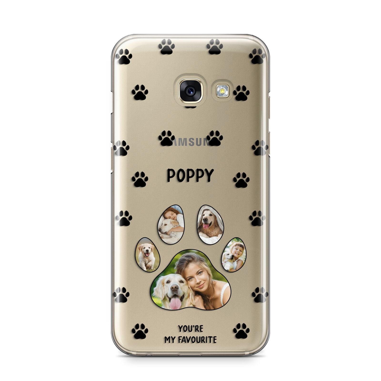 Favourite Dog Photos Personalised Samsung Galaxy A3 2017 Case on gold phone