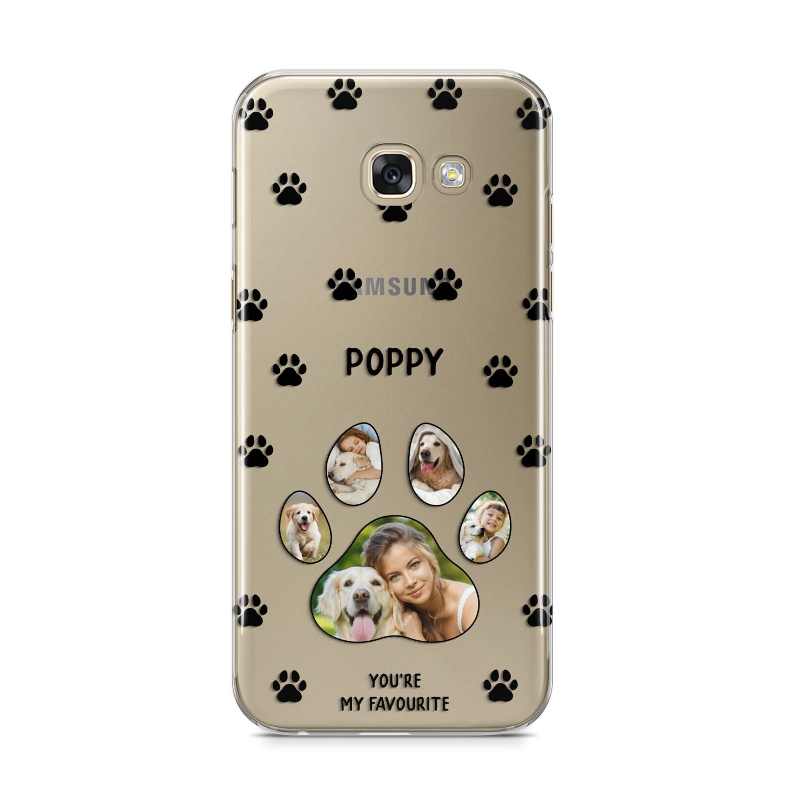 Favourite Dog Photos Personalised Samsung Galaxy A5 2017 Case on gold phone