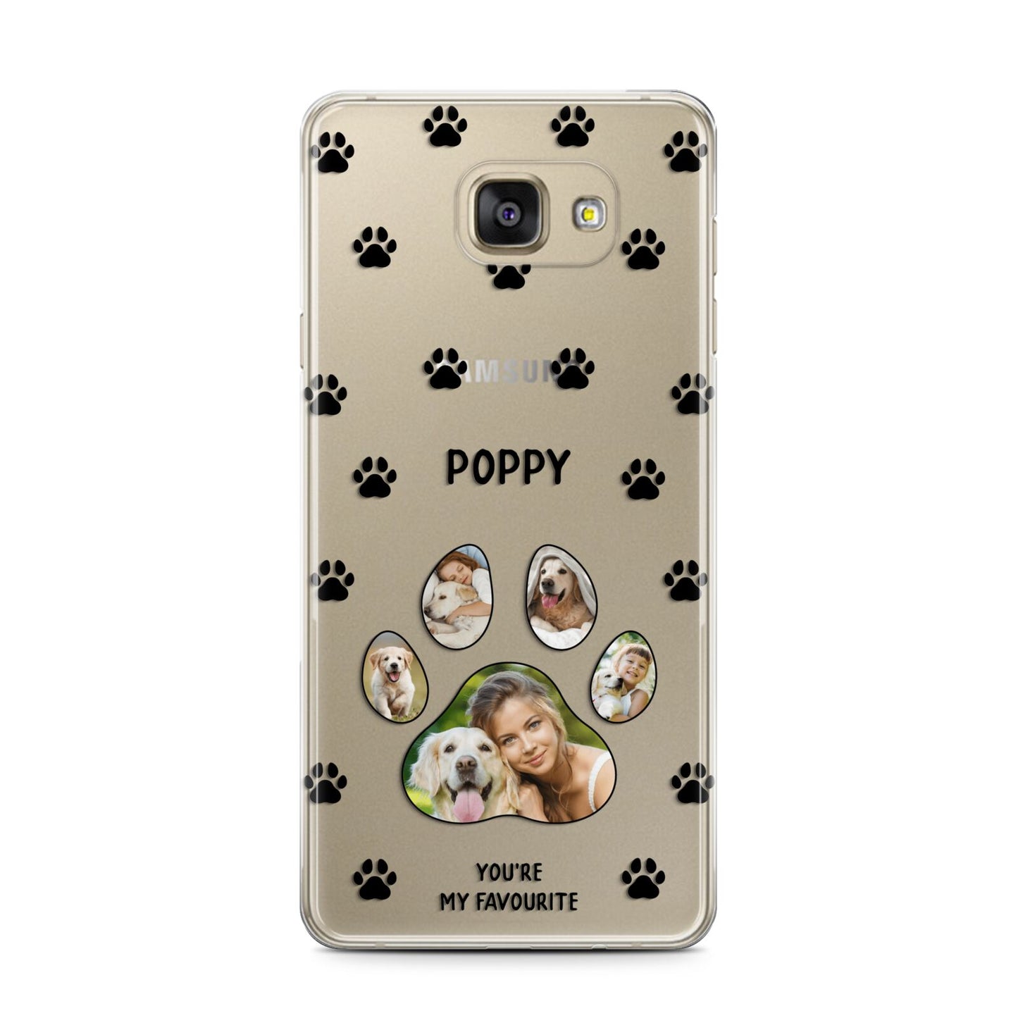 Favourite Dog Photos Personalised Samsung Galaxy A7 2016 Case on gold phone
