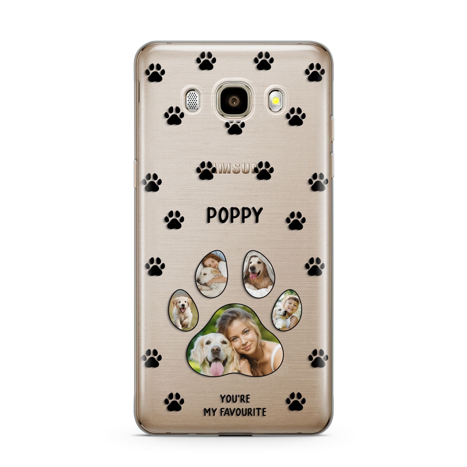 Favourite Dog Photos Personalised Samsung Galaxy J7 2016 Case on gold phone