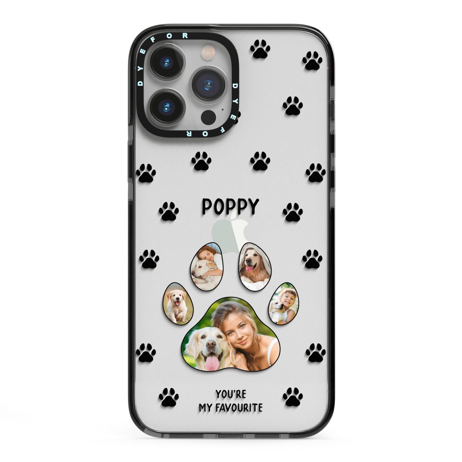 Favourite Dog Photos Personalised iPhone 13 Pro Max Black Impact Case on Silver phone
