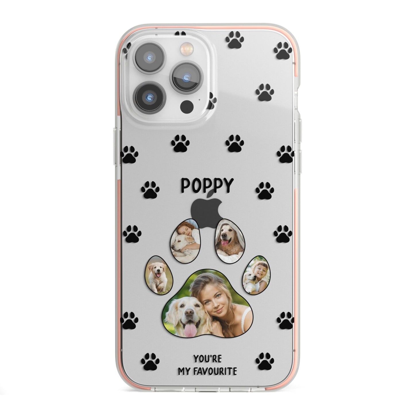 Favourite Dog Photos Personalised iPhone 13 Pro Max TPU Impact Case with Pink Edges