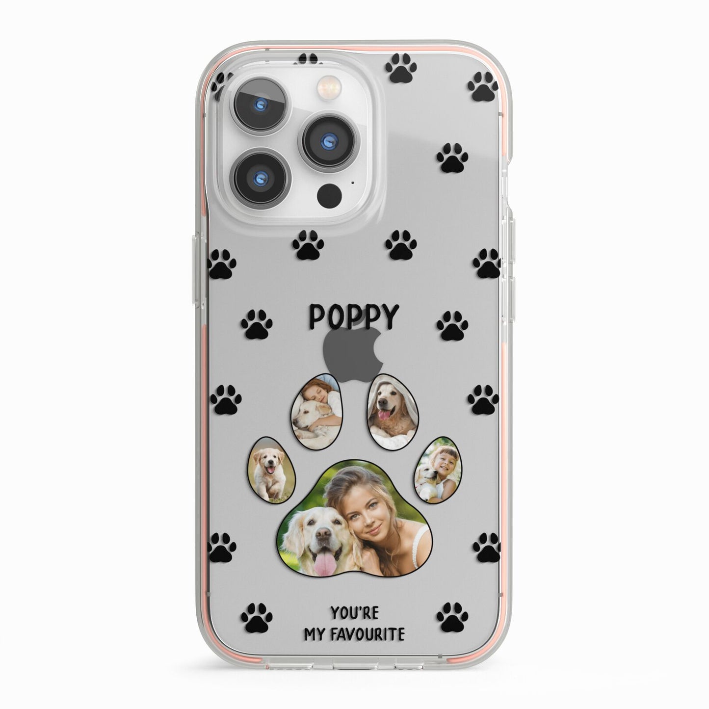 Favourite Dog Photos Personalised iPhone 13 Pro TPU Impact Case with Pink Edges