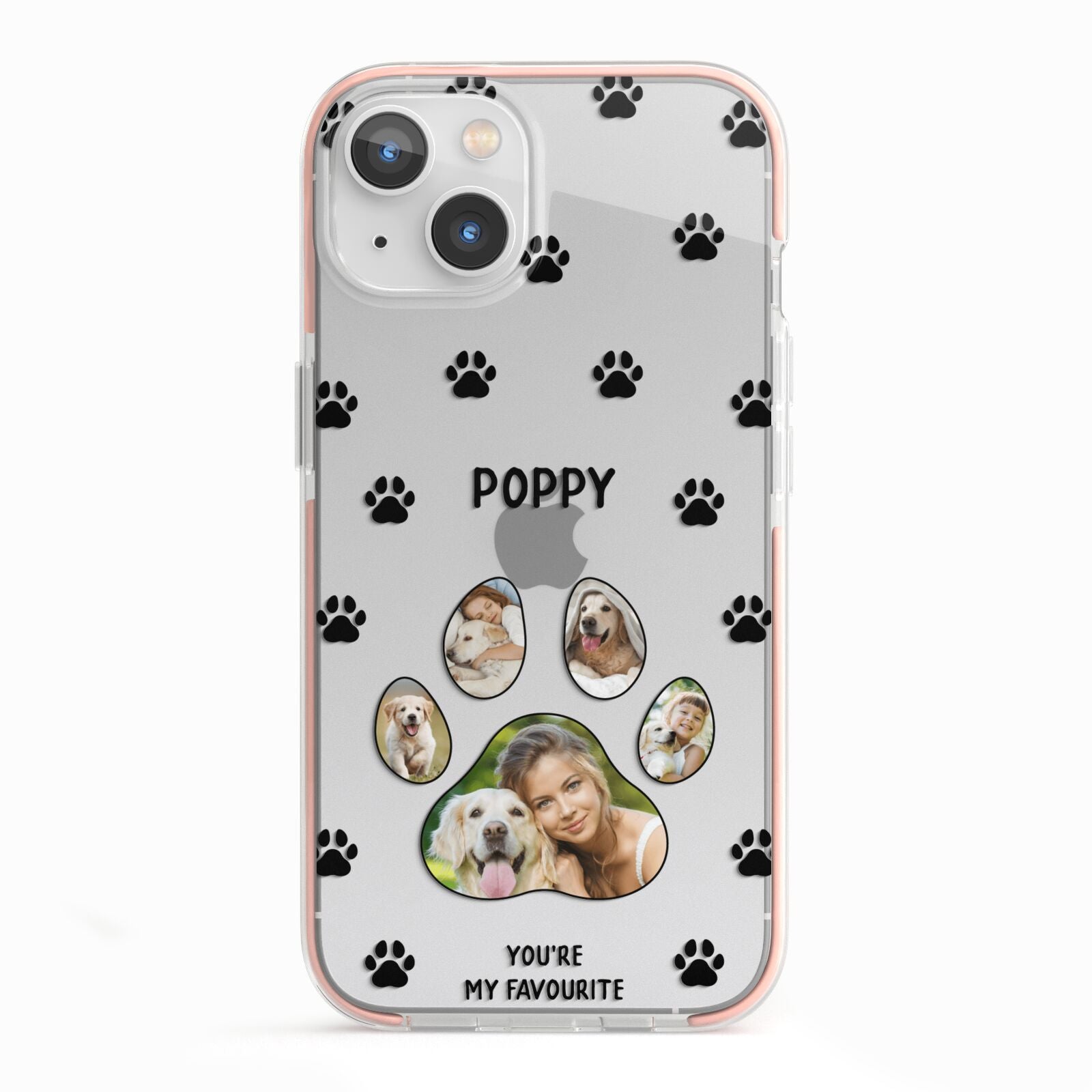 Favourite Dog Photos Personalised iPhone 13 TPU Impact Case with Pink Edges