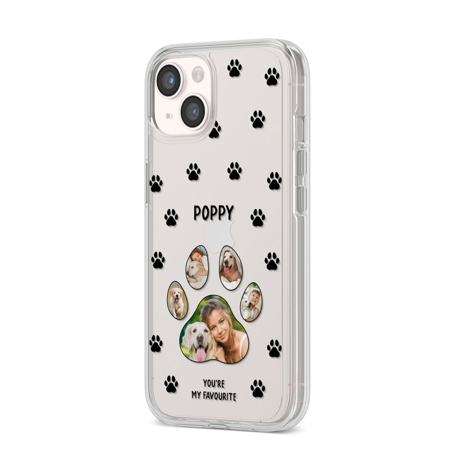 Favourite Dog Photos Personalised iPhone 14 Clear Tough Case Starlight Angled Image