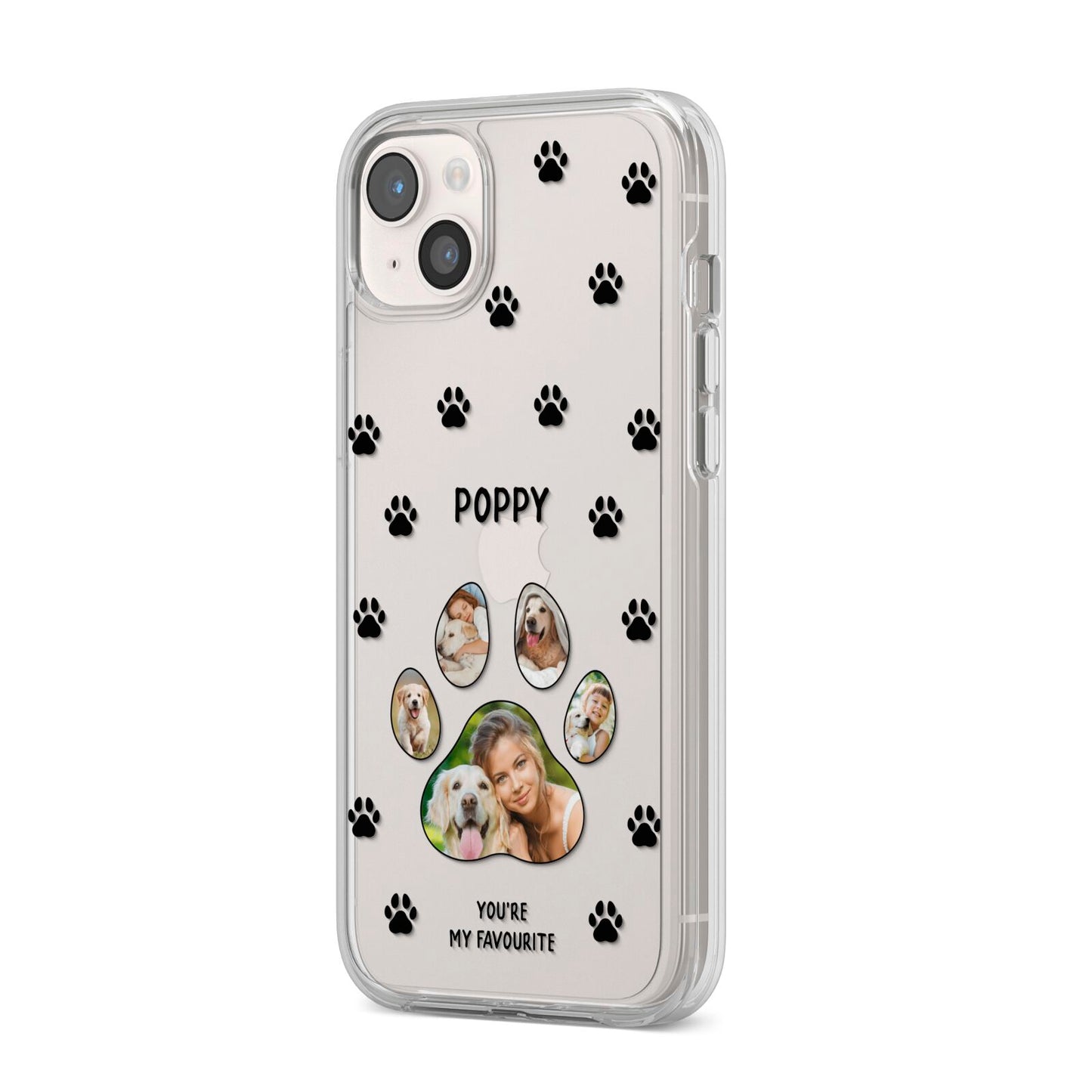 Favourite Dog Photos Personalised iPhone 14 Plus Clear Tough Case Starlight Angled Image