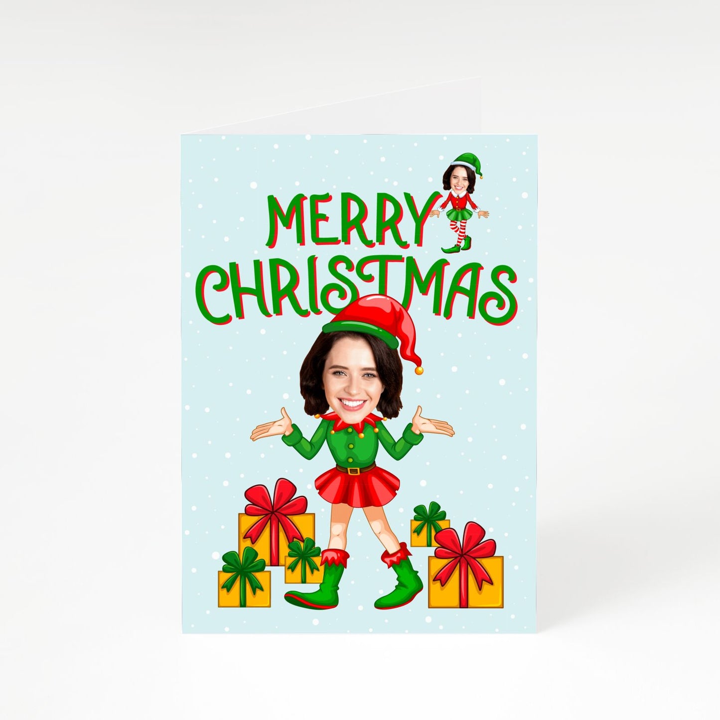 Female Elf Photo Face Personalised A5 Greetings Card