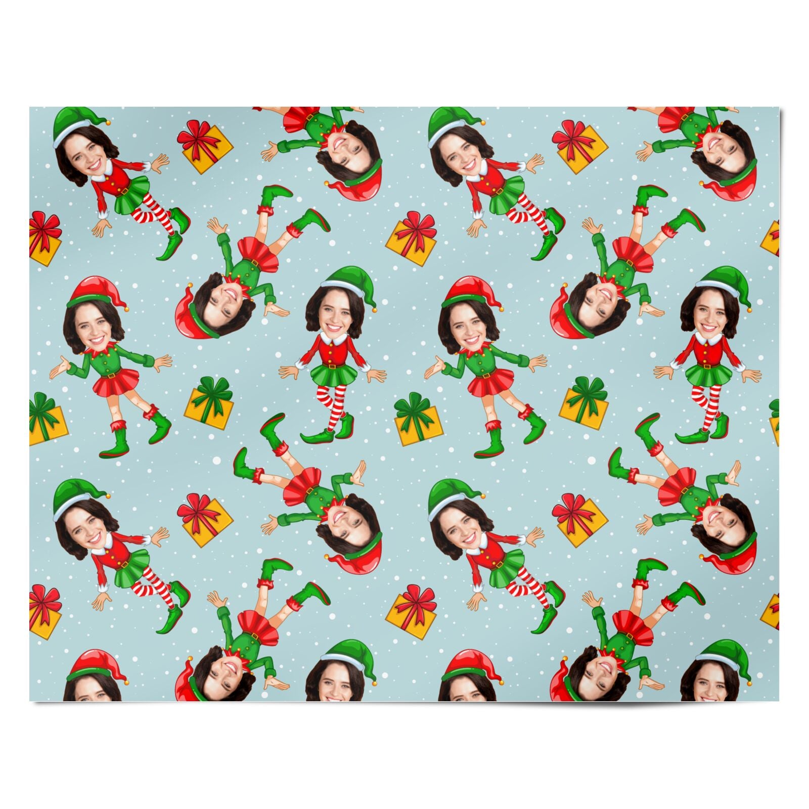 Female Elf Photo Face Personalised Personalised Wrapping Paper Alternative