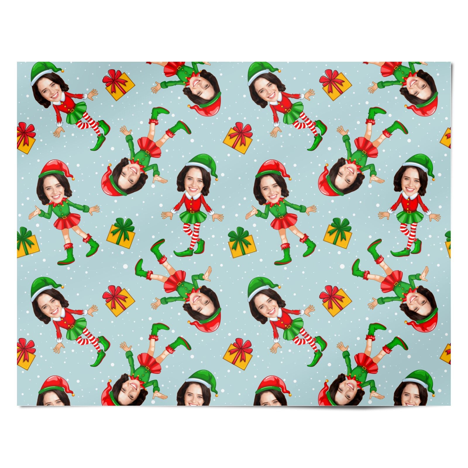 Elfe Box Wrapping Female Elf Photo Face Personalised Wrapping Paper – Dyefor