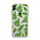 Fern Leaf Apple iPhone Xs Max Impact Case Pink Edge on Silver Phone